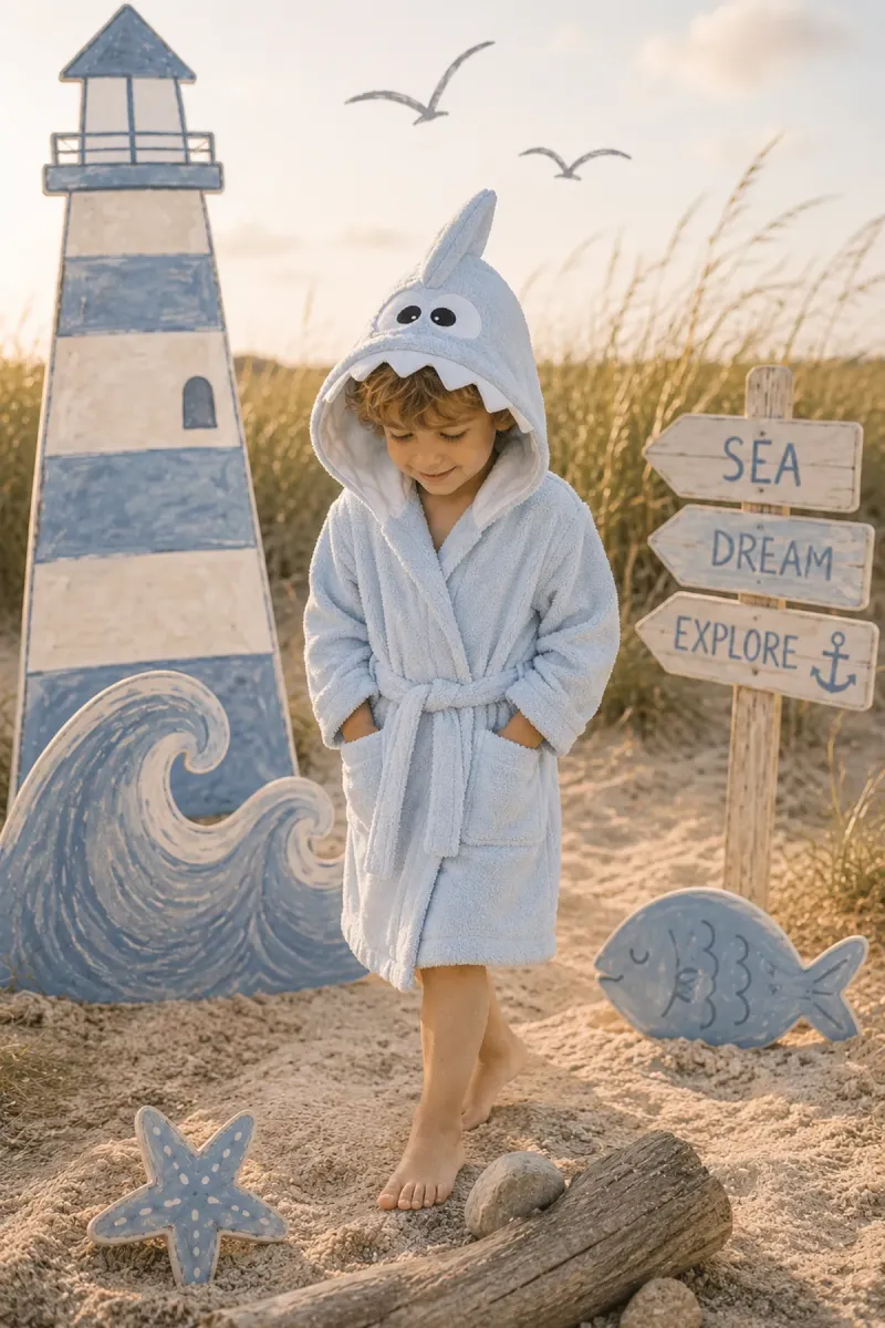 Халат дитячий Baby Shark, бавовняний, блакитний