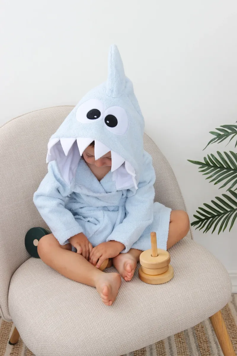 Халат дитячий Baby Shark, бавовняний, блакитний_3