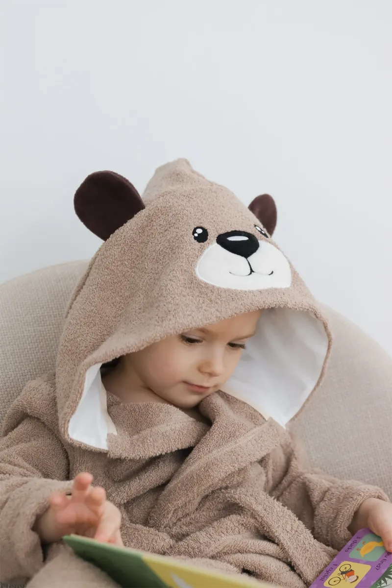 Детский халат Brown bear, хлопковый, коричевий_6