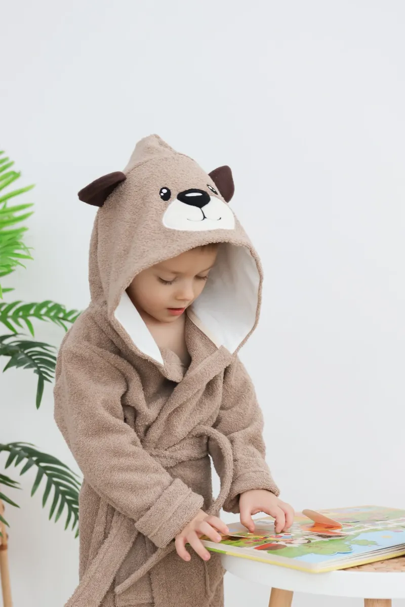 Халат дитячий Brown bear, бавовняний, коричевий_5