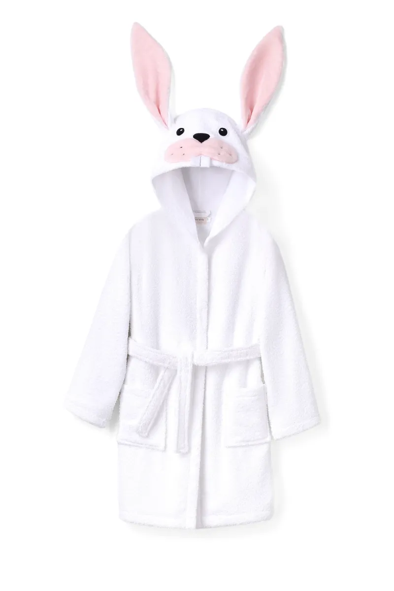 Детский халат Bunny, хлопковый, белый_2