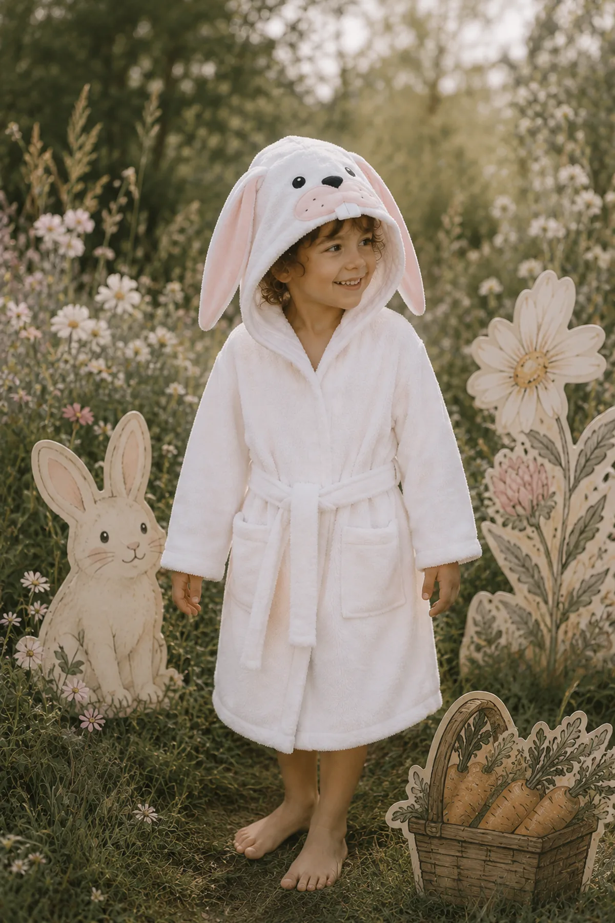 Детский халат Bunny, хлопковый, белый