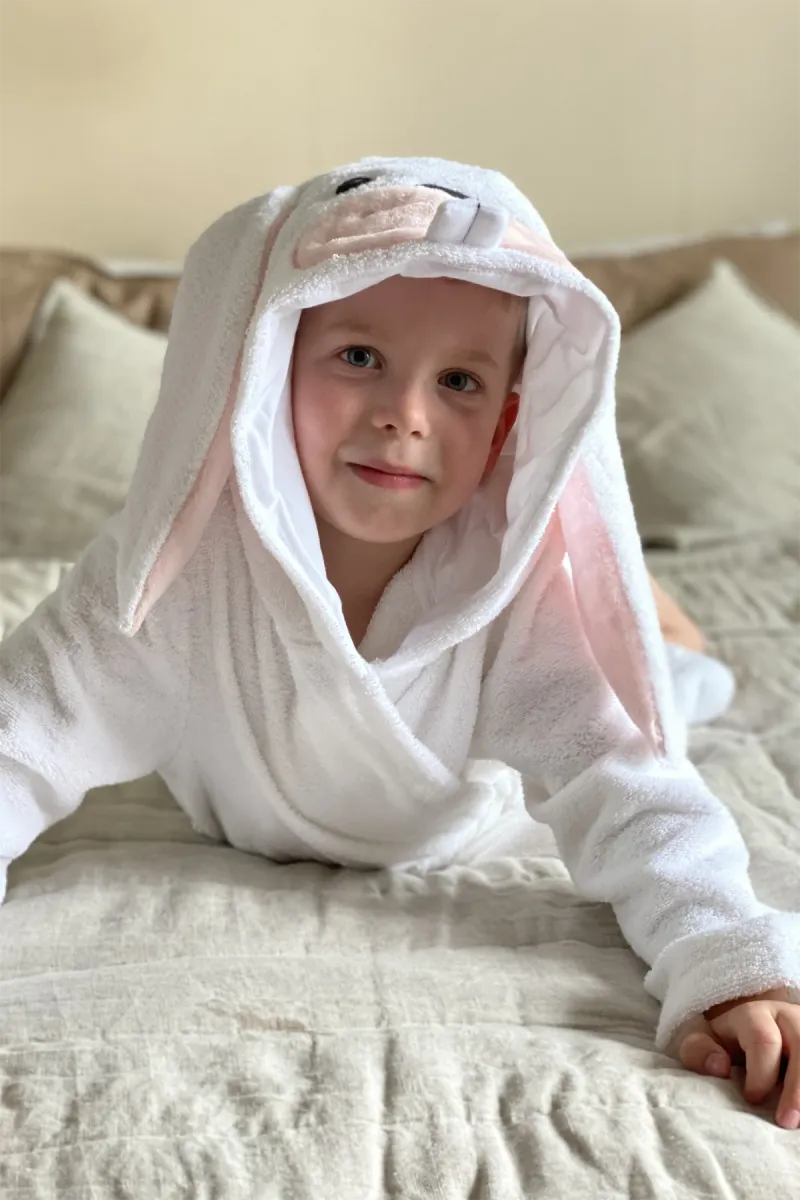 Халат дитячий Bunny, бавовняний, білий_3