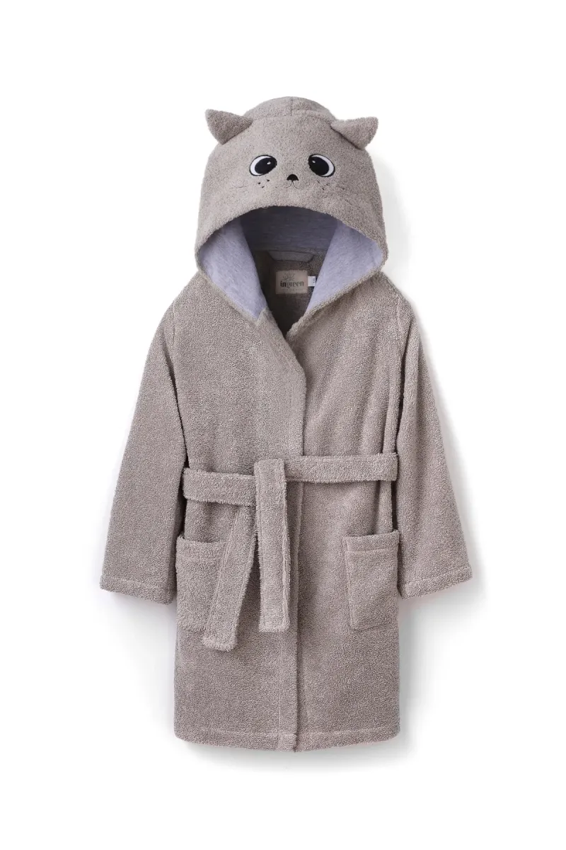 Халат дитячий Kitty, бавовняний, сірий_2