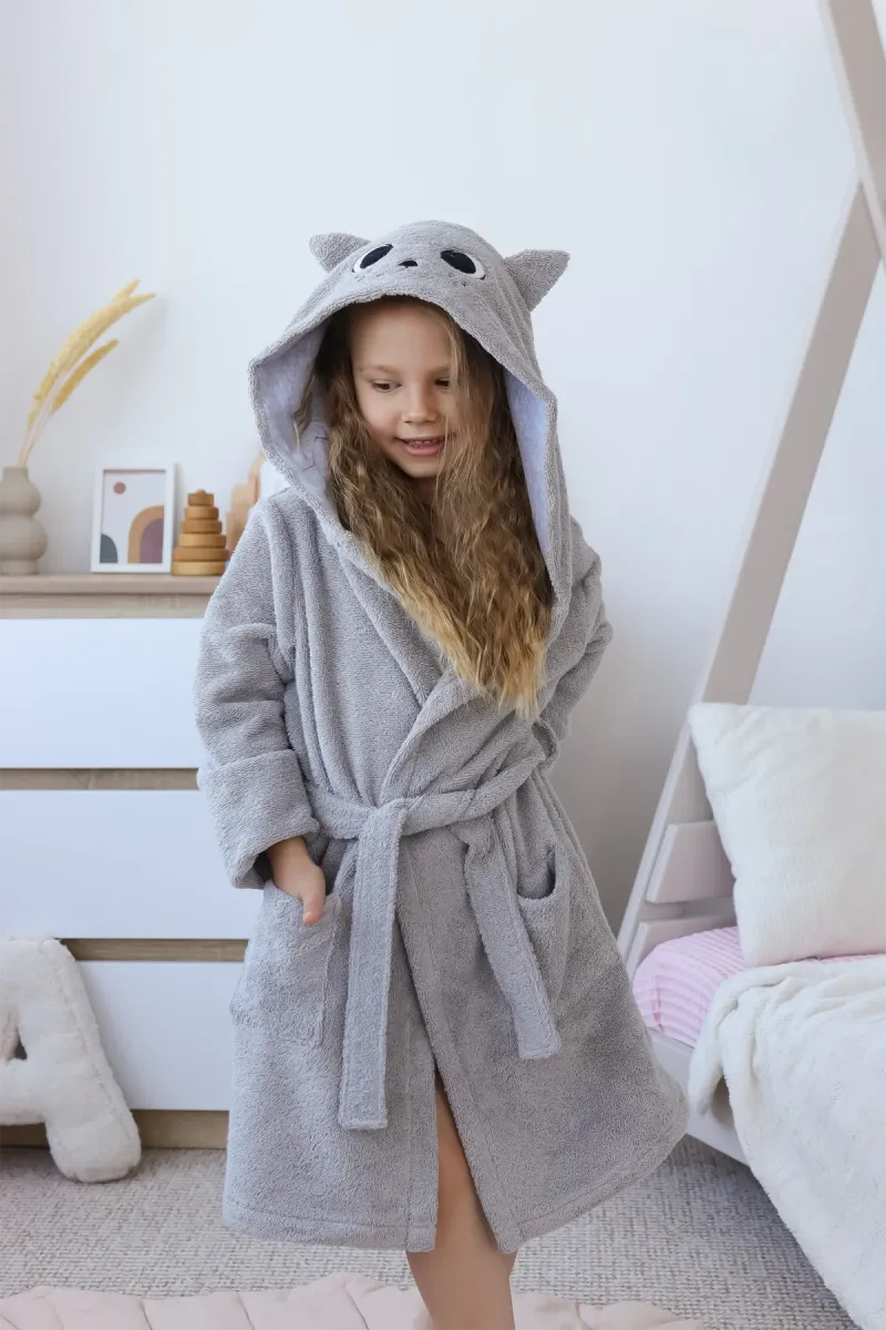 Халат дитячий Kitty, бавовняний, сірий_5