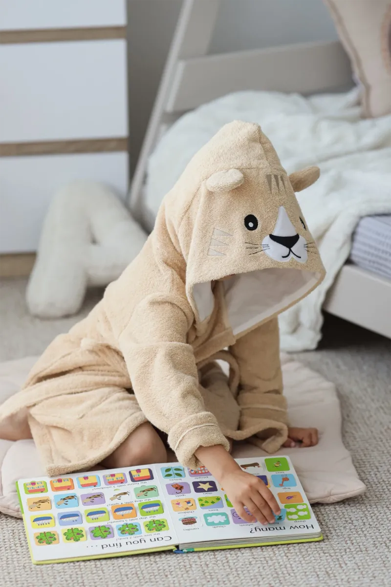 Халат дитячий Lion, бавовняний, бежевий_2