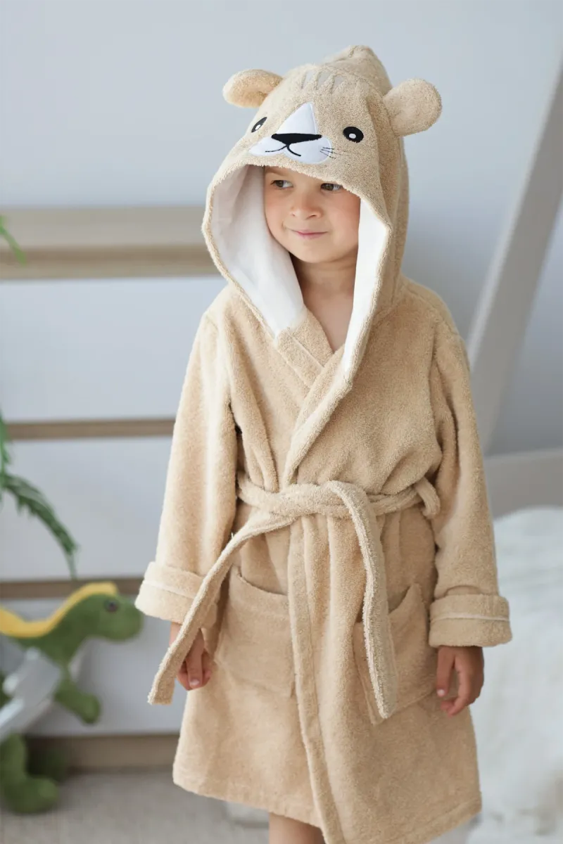 Халат дитячий Lion, бавовняний, бежевий_3