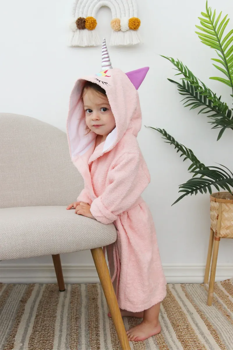 Халат дитячий Unicorn, бавовняний, рожевий_5
