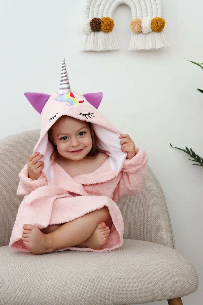 Халат дитячий Unicorn, бавовняний, рожевий_6