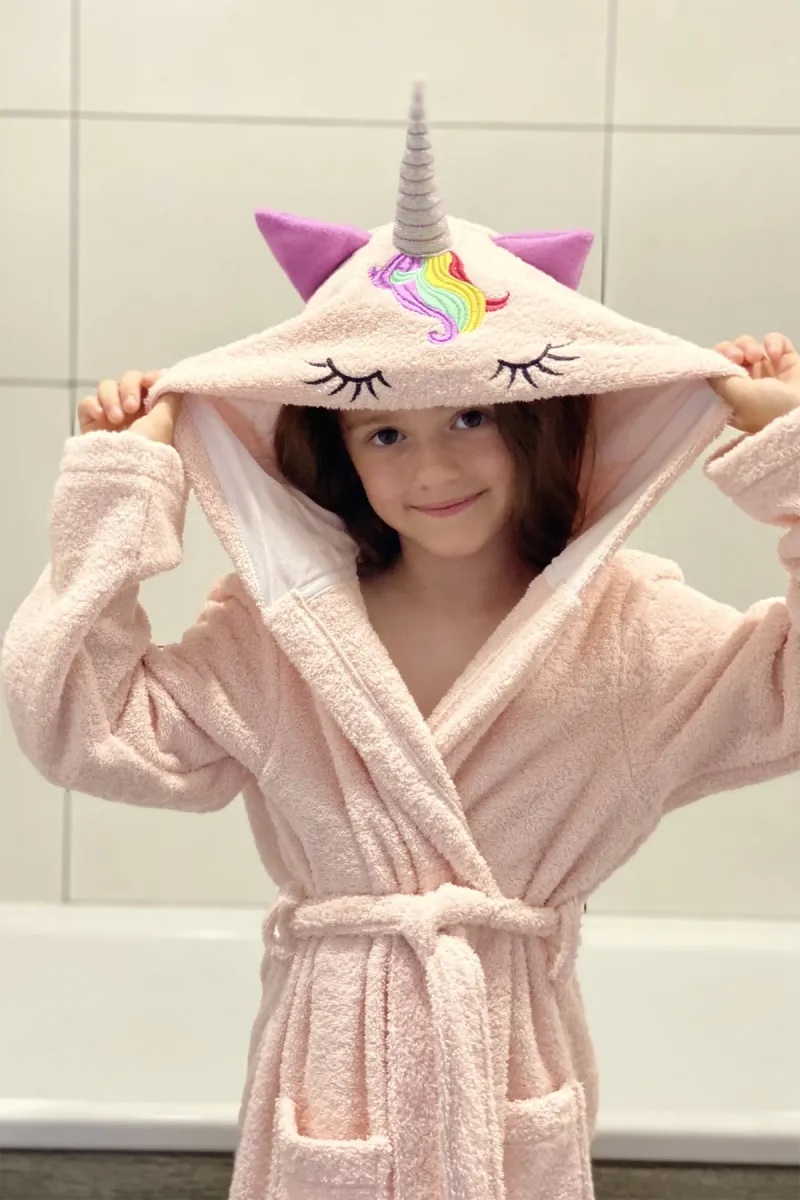 Халат дитячий Unicorn, бавовняний, рожевий_8
