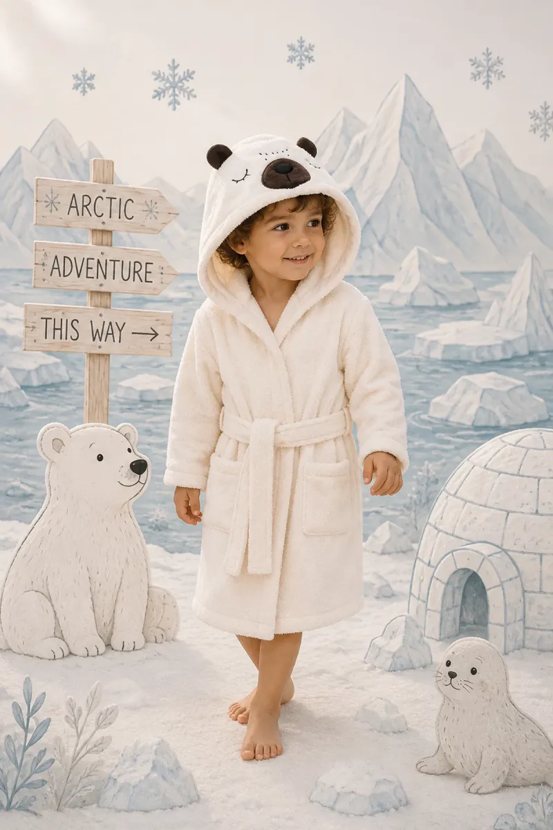 Детский халат White bear, хлопковый, белый