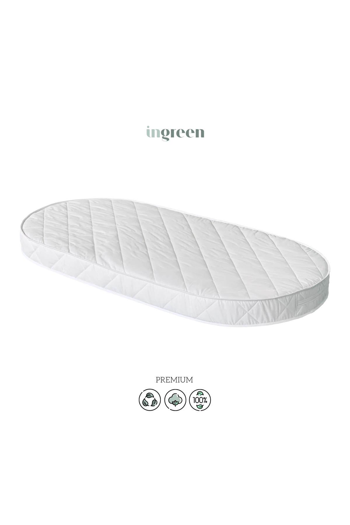 Детский матрас овальный Coconut Hollcon Rome, кокос-холкон, белый