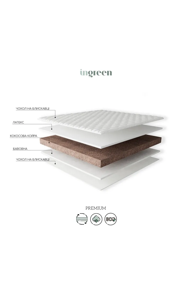 Детский матрас Coconut Latex Cotton, кокос-латекс-хлопок, белый_2