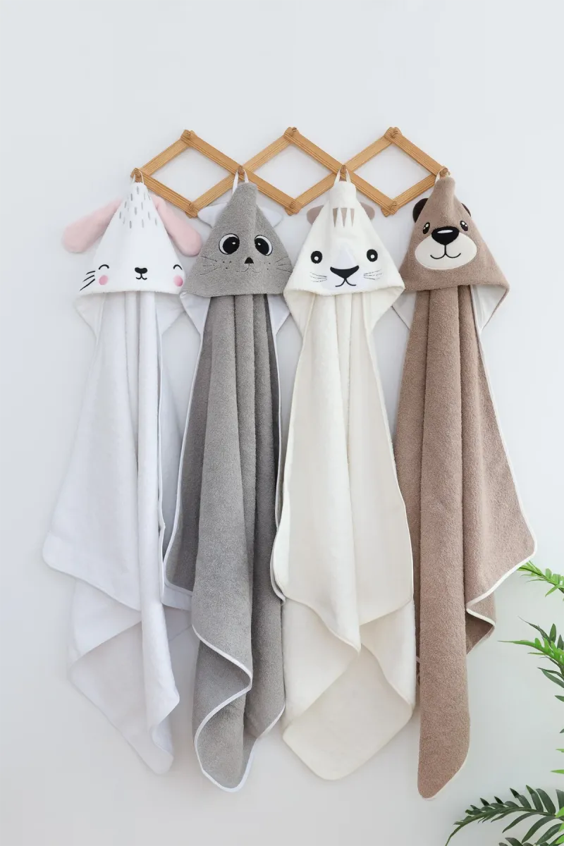 Детское полотенце Little kitty, хлопковое, серое_2