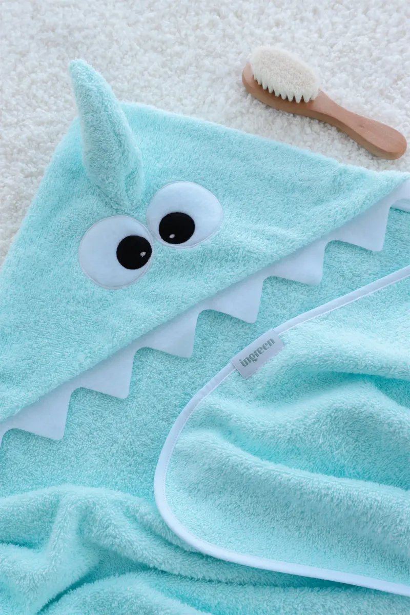 Детское полотенце Little shark, хлопковое, мятное_2