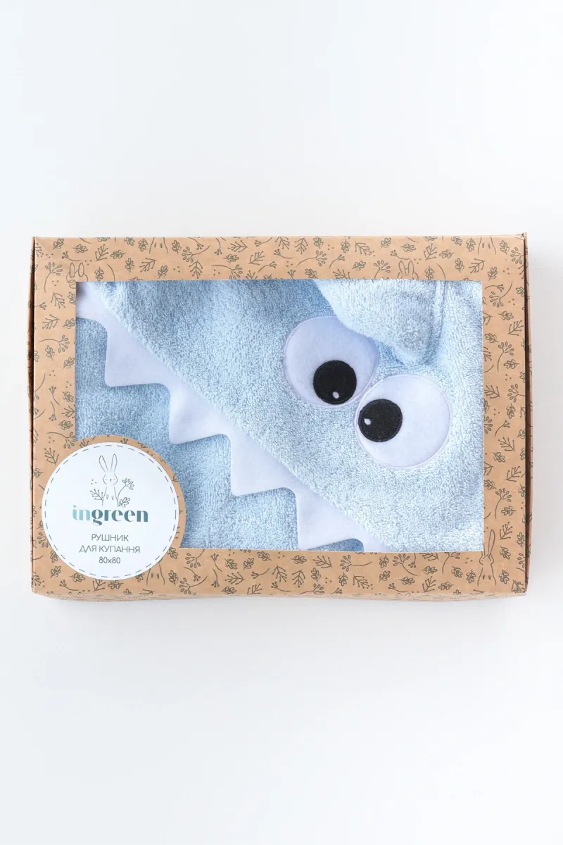 Детское полотенце Little shark, хлопковое, голубое_3