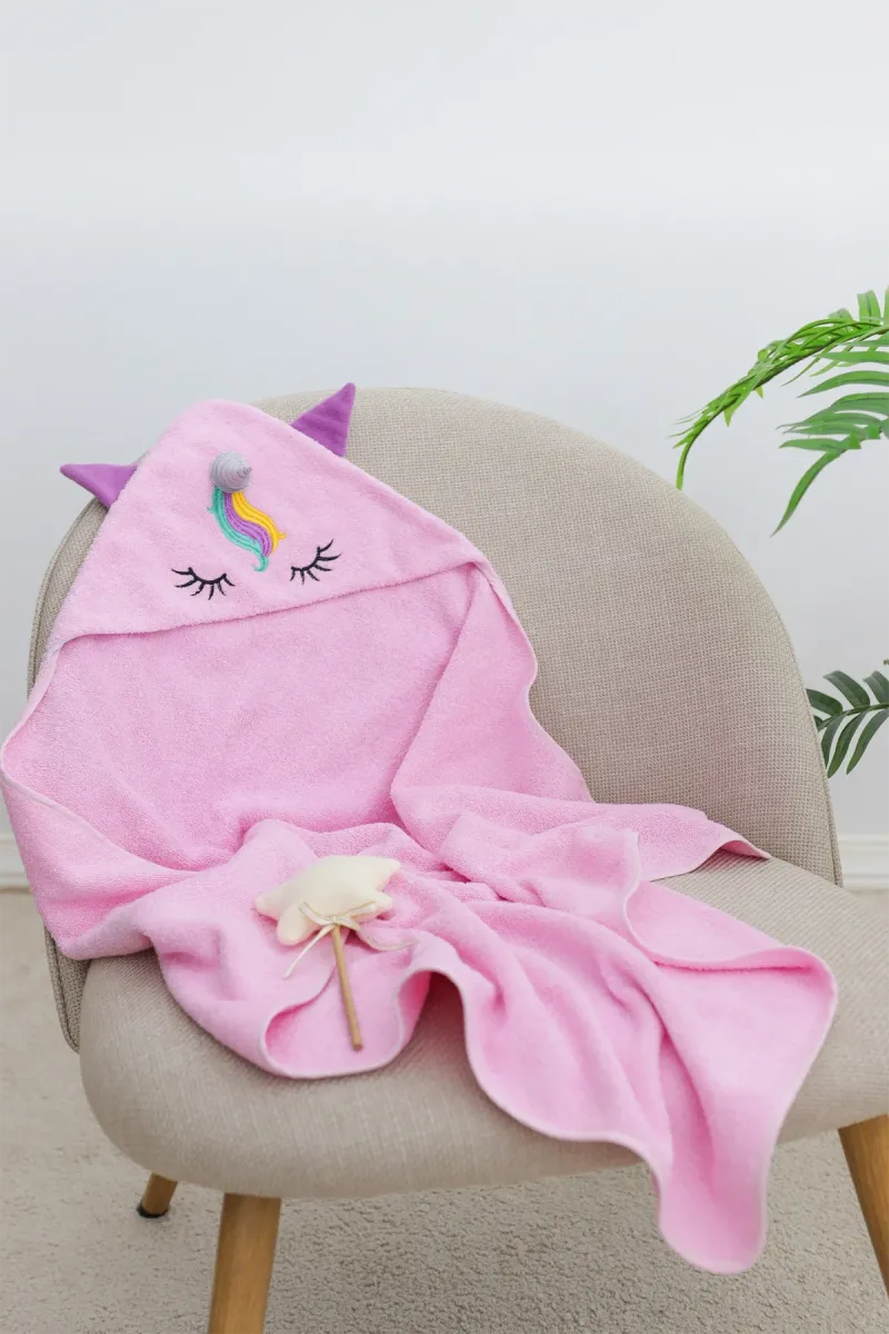 Детское полотенце Little unicorn, хлопковое, розовое