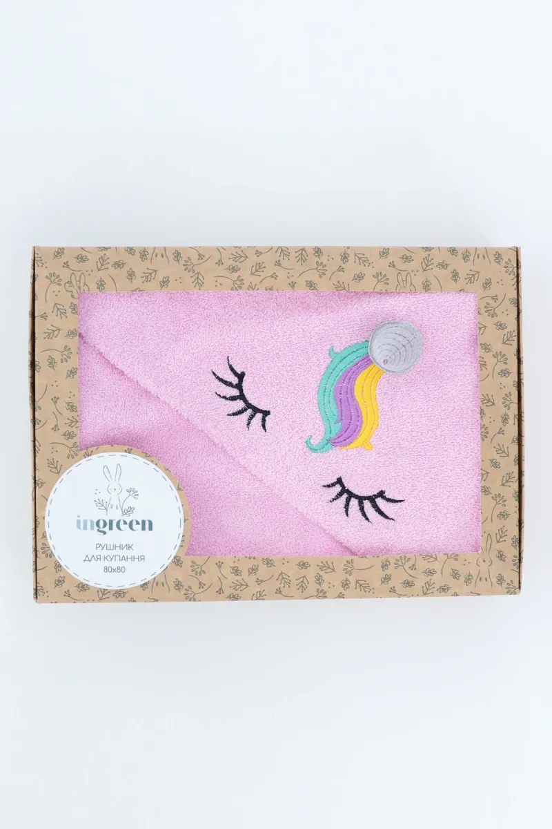 Детское полотенце Little unicorn, хлопковое, розовое_3