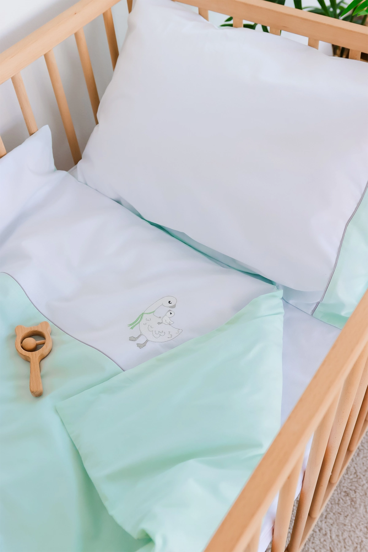 Дитяча постільна білизна Caring dreams, бавовняна, м'ятна