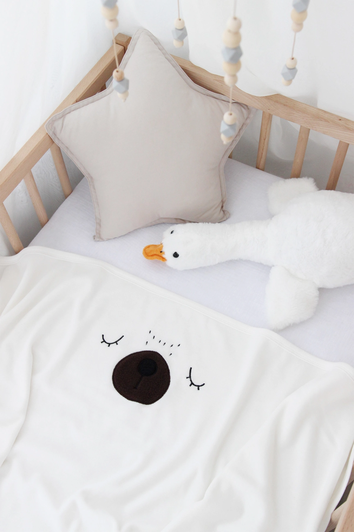 Детский плед Teddy, хлопковый, белый айвори