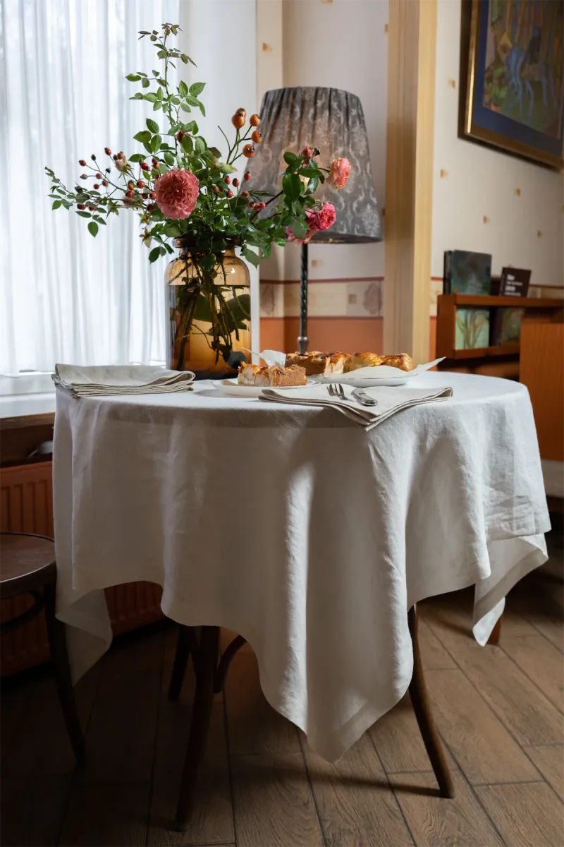 Скатертина Esthetics Linen, льняна, біла_3