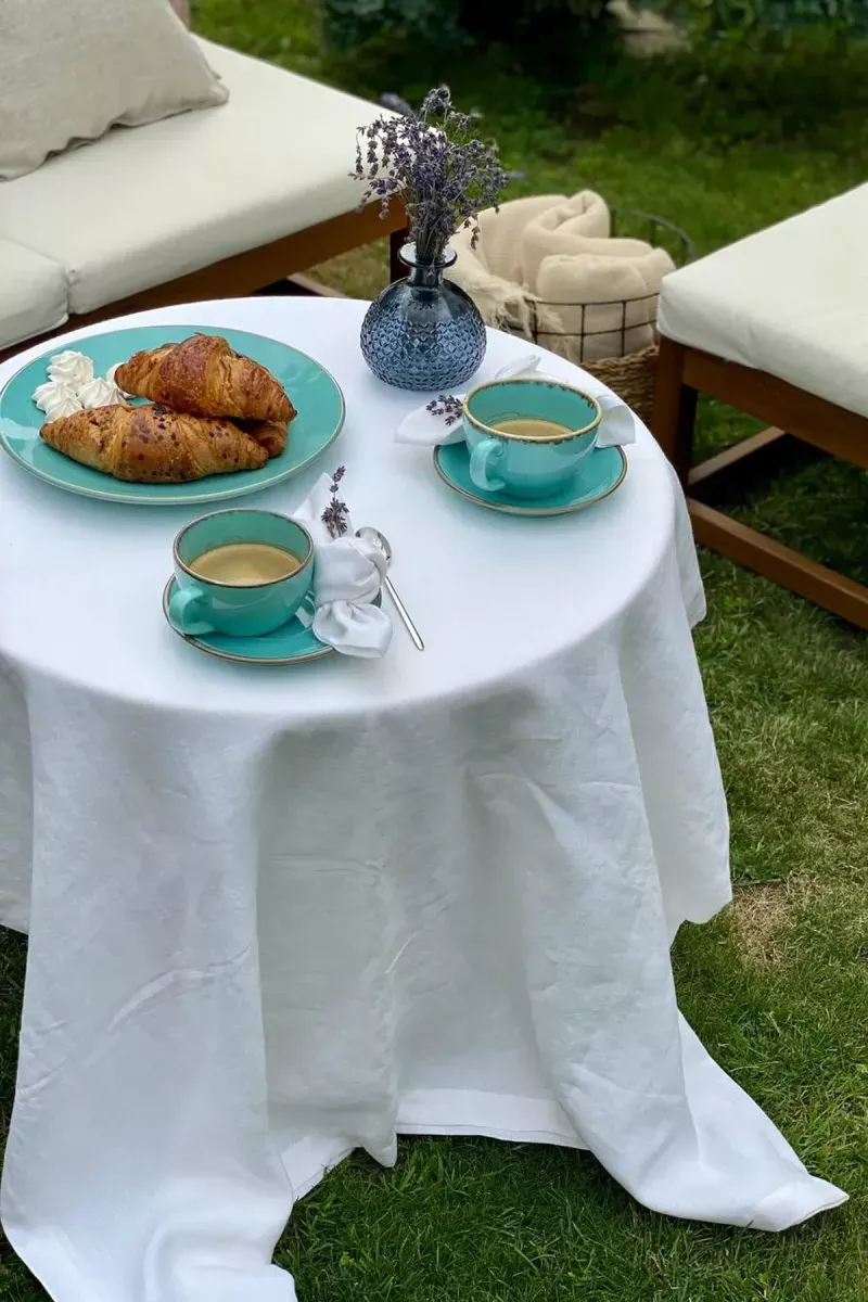 Скатерть Esthetics Linen, льняная, белая_5