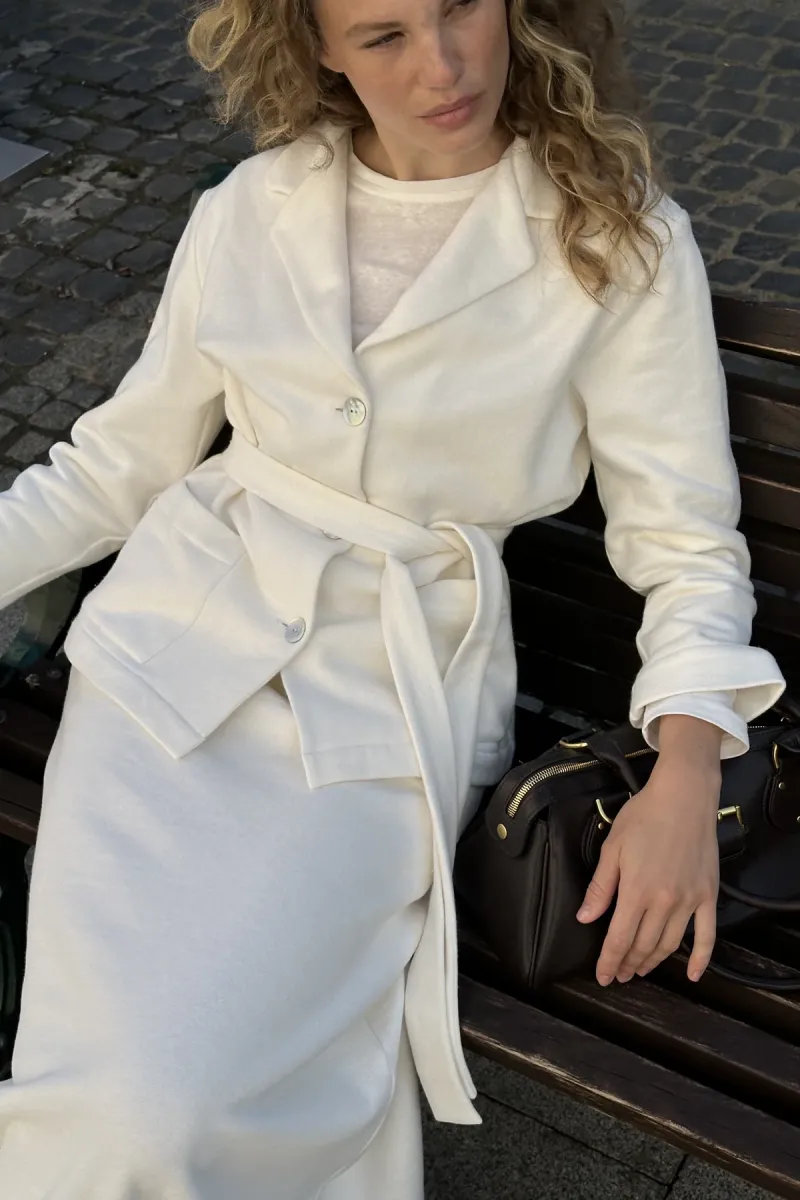 Костюм жіночий, спідниця і піджак Alma/Clara, конопопляний, білий айворі_3