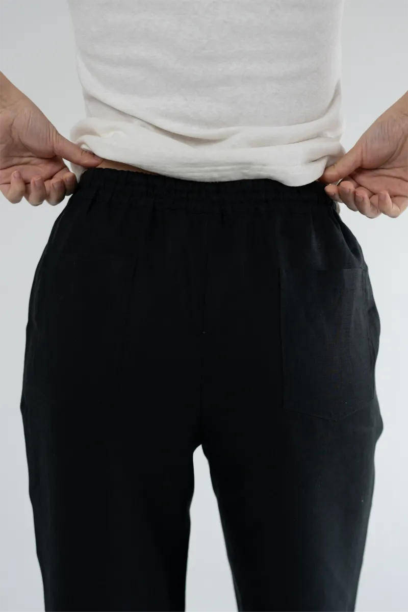 Костюм женский из конопли, платье рубашка и штаны, Jain/Street, 100% конопля, чёрный_8