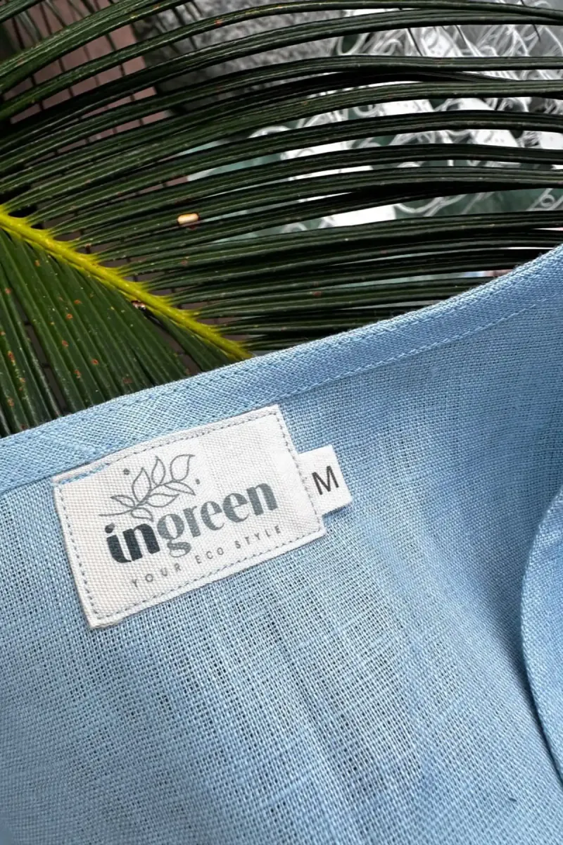 Блузка June, 100% лён, голубая_2